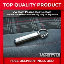 FITS VW GOLF PASSAT POLO LUPO GENUINE NEW LOGO KEY RING KEY TAG KEYRING 2X LOOPS