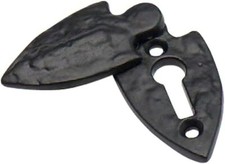 Covered Keyhole Escutcheon Black Antique Fleur-de-LYS Design