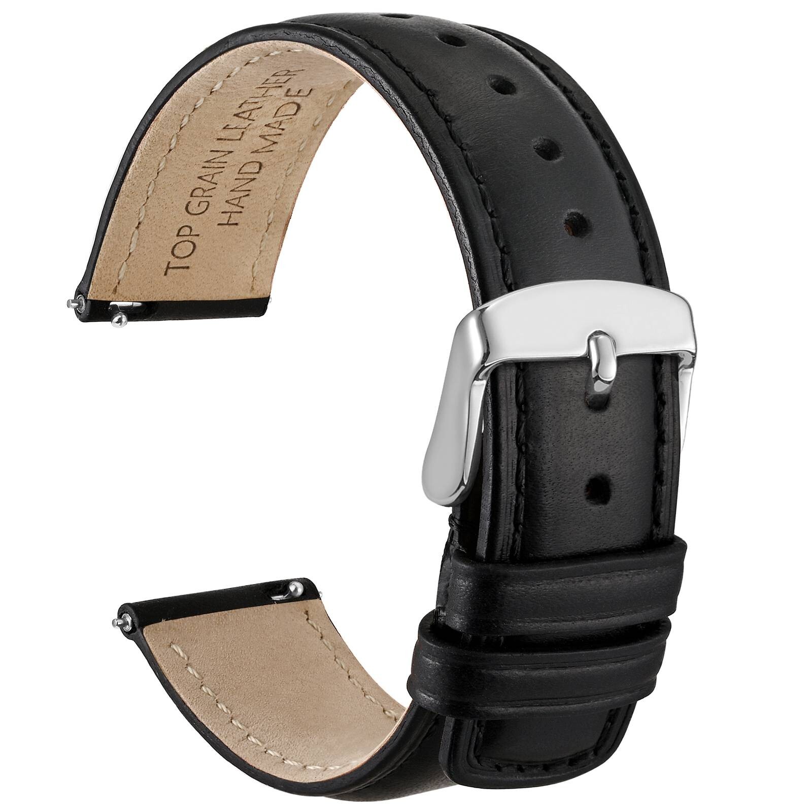 WOCCI Quick Release Watch Band, Oil Wax Genuine Leather, Strap Width 18 20 22mm