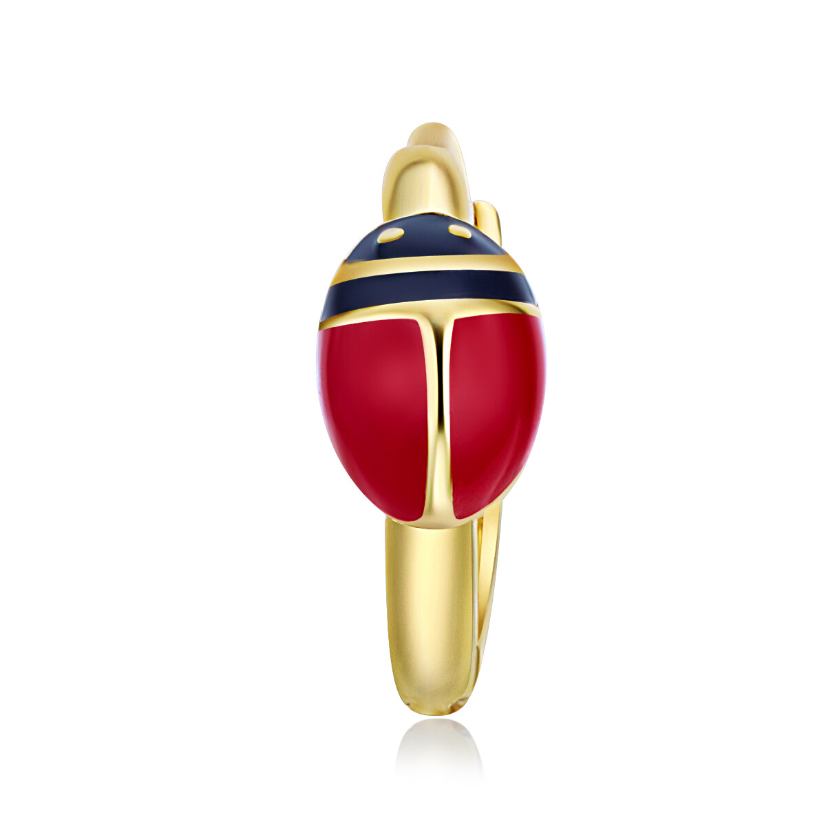 Wellingsale 14k Yellow Gold Ladybug Huggies Earrings (10 x 10 mm)