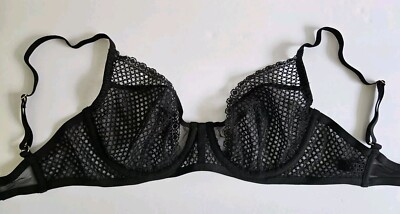 Victorias Secret 32 D Unlined Demi Sheer Mesh Netted Underwire Bra Fishnet Sexy