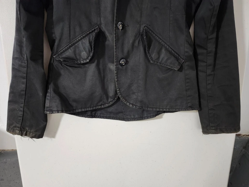 Chaqueta G Star Mujer L Negra Blazer Militar Cremallera Guardar Sudadera con Capucha Grunge Distress Pesado Foto 2 de 4