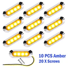 10x Amber 4 LED Side Clearance Marker Light for Car Truck Trailer Pickup 12V 24V