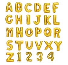 16" & 40" Gold Helium Foil Balloons Letters and Numbers
