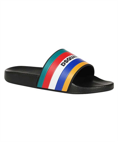 DSQUARED2 Men's Black Multicolor Stripe D2 SLIDES Sliders slippers UK11  EUR45 8058097808803 | eBay
