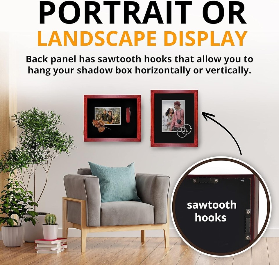 12x15 Large Shadow Box Frame, Deep Shadow Box Display Case, Red Shadow