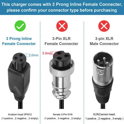MARKENLOS 42V 2A Ladegerät Netzteil kabel f. 36V Elektrofahrrad E-Bike Scooter Li-ion Akku