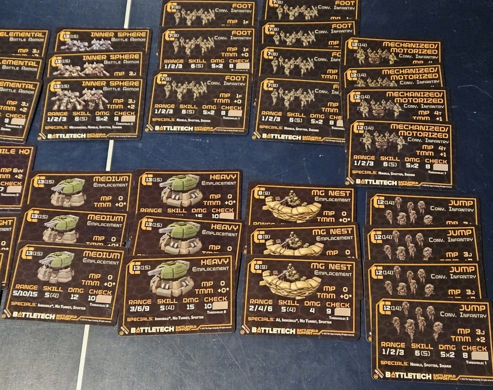 Battletech 46 Asset Support Cards Tanks Turrets Infantry Battle Armor ...