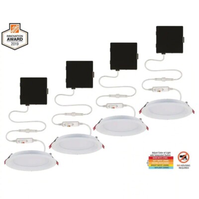 Commercial Electric 91475 Slim Baffle 4 in. Canless Recessed LED Kit (4-Pack)