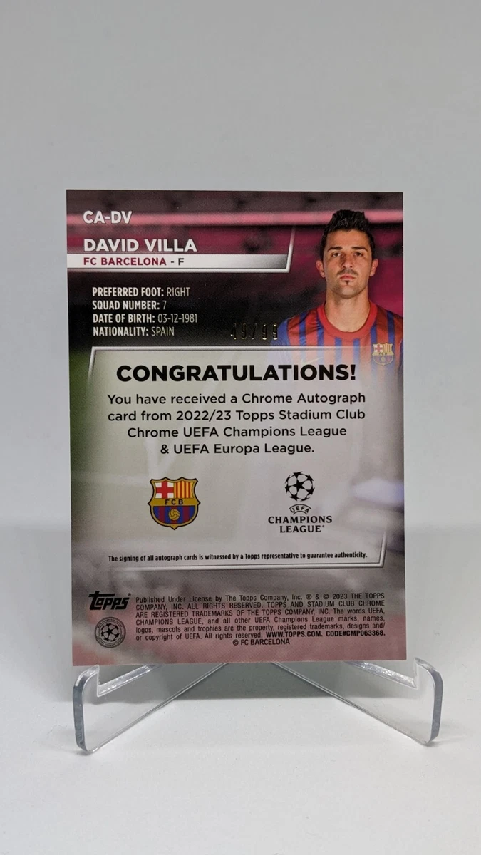 2022-23 Topps UEFA Stadium Club Chrome David Villa Green Auto #/99 