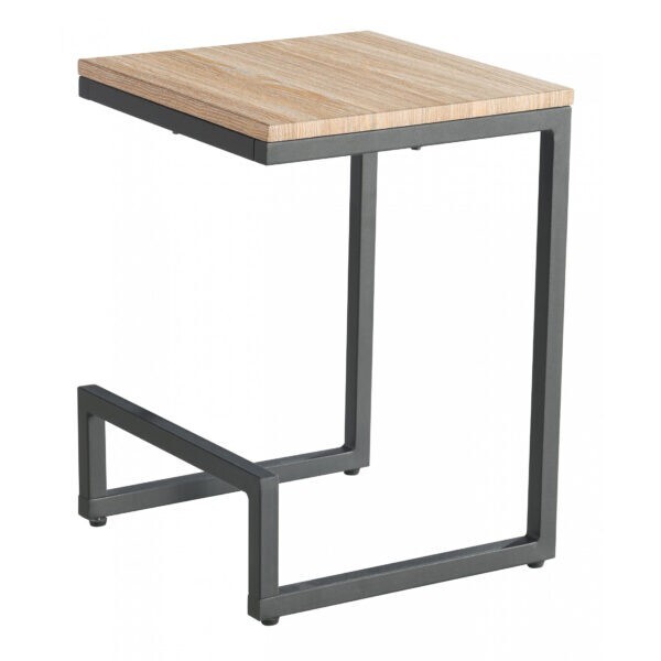 Lamp Table Side End Table Oak Effect with Black Metal Legs Square Top