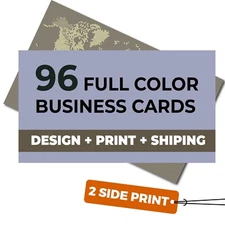 96 Custom  Business Card Printing including FREE CUSTOM DESIGN & PRINT 2 Sided