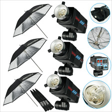 3 PACK - Britek 168W Studio Flash Strobe Monolight w/ Lamp, Flash Tube, Umbrella