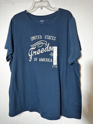 Sonoma Patriotic Woman s Tee NWT Steely Blue Size 2 X United States Freedom USA