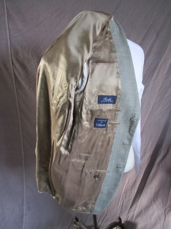 Ralph Lauren Seda Lana Negro Cuadros Blazer Abrigo Deportivo Chaqueta 40L Nuevo Con Etiquetas Nuevo Foto 4 de 4