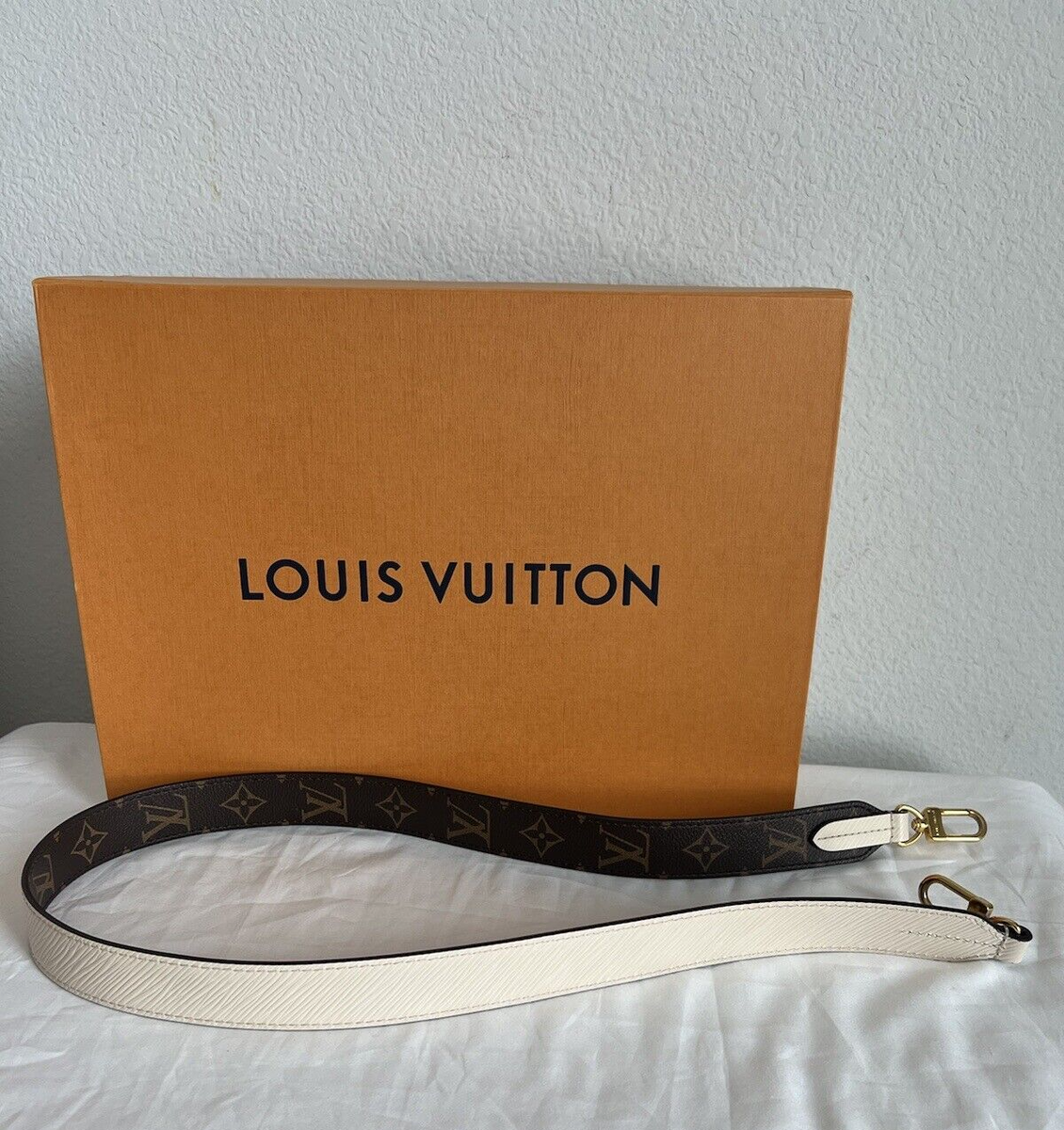 Louis Vuitton♡ ブラウンレザー ストラップ Louis Vuitton Brown Beige Monogram Canvas Strap | eBay