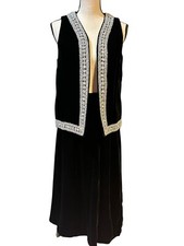 PROPHECY Formal Velvet Long Skirt  Vest 2 Pc Shimmer Faux Pearl Sz 8 Formal