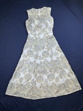 Anthropologie BHLDN Hitherto Eleanor Floral Lace Gold/Silver Women’s Dress Sz 0