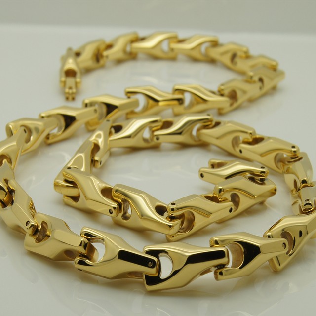 gold plating men classic bike chain hitech scratch proof tungsten