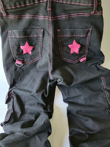 Pantalones acampanados Hot Topic negros y rosas talla 9 Punk Rave Emo - SIN correas - Imagen 11 de 14