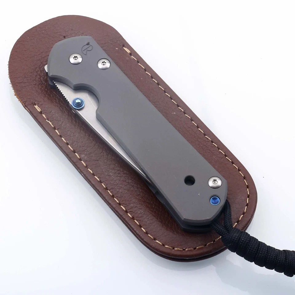 Cuchillo de bolsillo con mango de titanio Sebenza bloqueo de marco D2 hoja de acero funda de cuero Foto 2 de 4