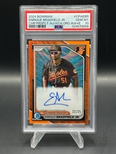 2024 Bowman ENRIQUE BRADFIELD JR. Orange Wave Auto /25 PSA 10 #CPAEBR Orioles
