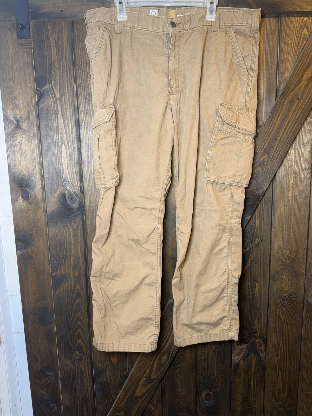 Vintage Carhartt Force Relaxed Fit Khaki Cargo Pants Gorpcore Utility Sz 40 X 30