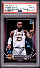 Topps Bowman Chrome 2025-26 LeBron James Fucshia Reptillian #BCV-121 /199 PSA 8