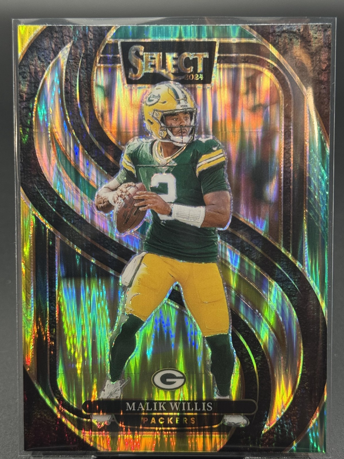 2024 Panini Select - Malik Nabers Green & Yellow Prizm Shock RC #116 Giants