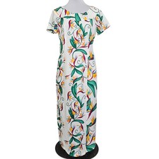 Vintage Hilo Hattie Hawaii Bird of Paradise Muumuu Tropical Waterfall Back Tiki