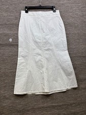 Talbots Petites A-Line Knee Leg Skirt Womens Size 8P White Stretch