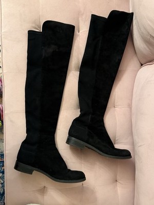 Stuart Weitzman 5050 over-the-knee boots in black suede, size 9