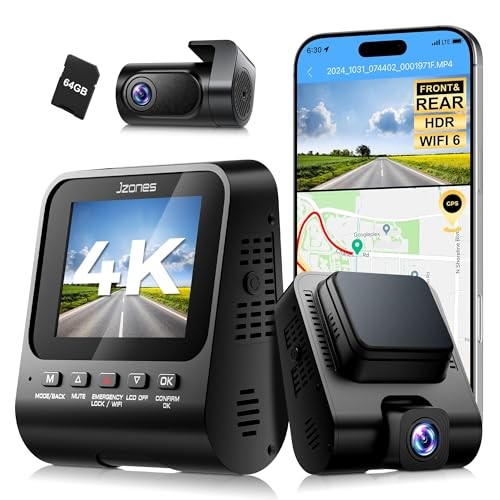 JZONES 4K + 1080P FHD Dash Cam Front and Rear, Dual Dash Camera - Scratch & Dent