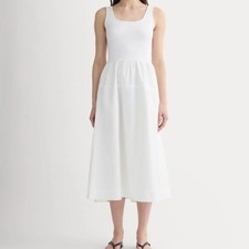 Everlane The Form Riviera Midi Dress Small New White Women's Preppy Boho