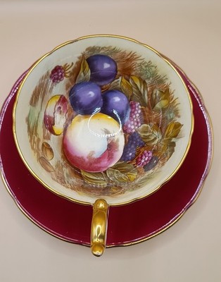 Aynsley Orchard Gold Obst Tee Tasse und Untertasse Set, Ochsenblut, Mix Match Set DJones