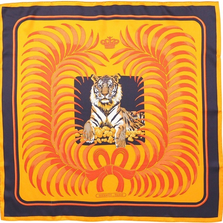 HERMES TIGRE ROYAL King's Tiger Scarf Carre 70 Animal 31647