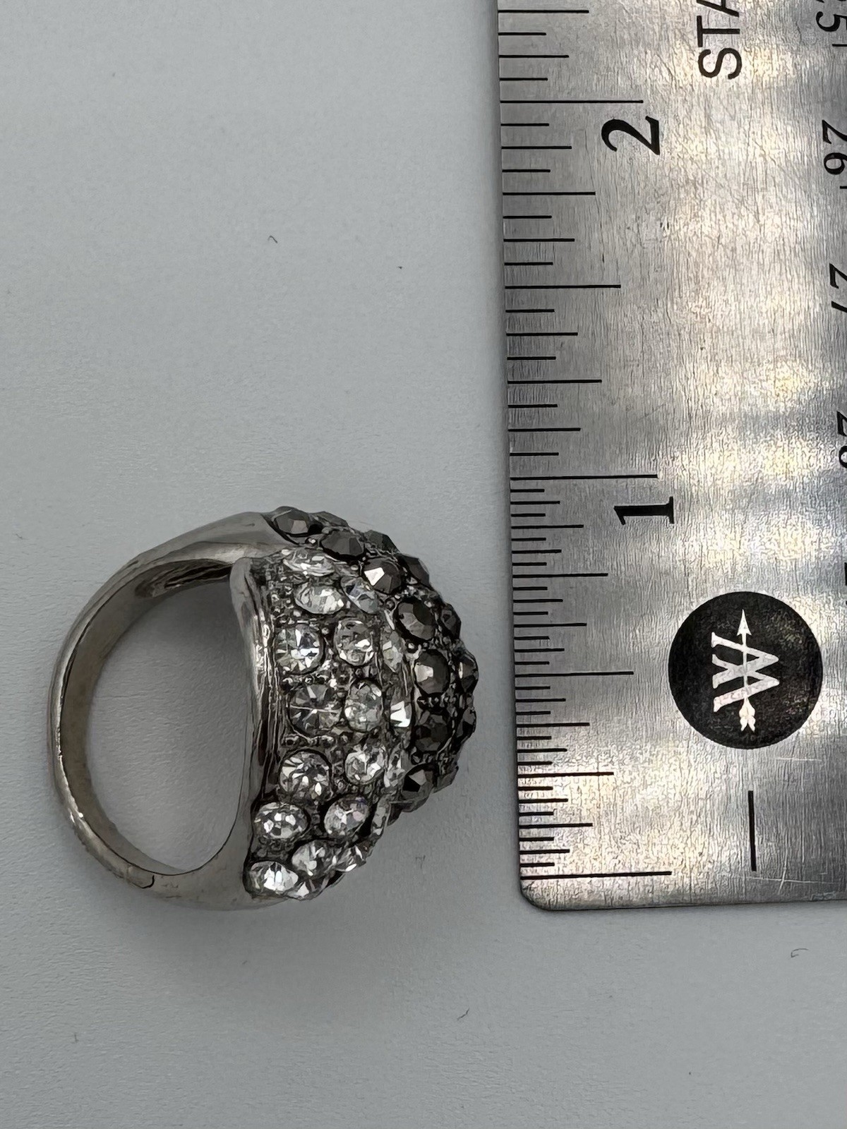Statement Double Dome Rhinestone Ring – Silver To… - image 6