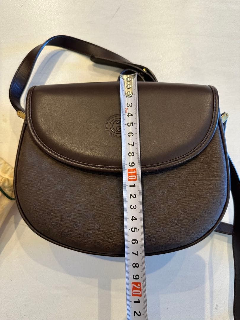 GUCCI Crossbody Shoulder Bag Leather Brown Gold Hardware Vintage Logo From Japan thumbnail 16