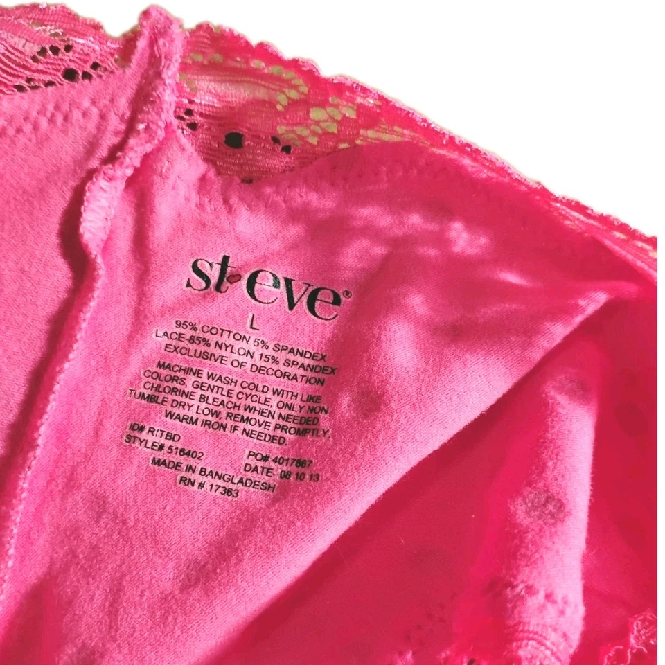 4 PAIR Vtg St. Eve Cheeky Panty Size L Pink/Gold Polka Dot, Black Pink Bow NWOT - Image 3 of 4