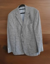 M&S Sartorial Men's Jacket. 100 % Linen. Navy/ White. 46 Long. Excellent Cond.