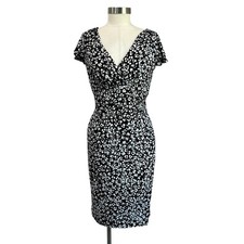 LAUREN Ralph Lauren Black Abstract Floral Surplice Dress Size 6