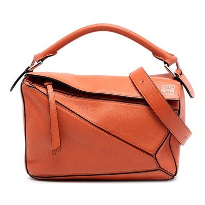 LOEWE Small Calfskin Puzzle Satchel Pre-Loved Orange