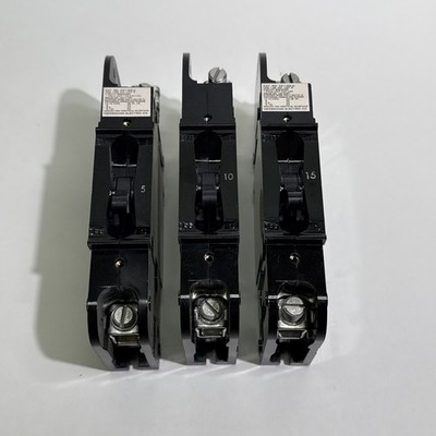 (Lot of 3) Heinemann CF1-G3-U Circuit Breakers 5A, 10A, 15A 120/240V