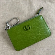 GUCCI Green Double G Key Case Luxury Designer Key Holder w/ Card & Coin Storage