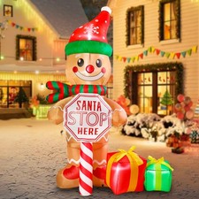 Inflatable Gingerbread Man-Christmas Inflatable Outdoor Decoration - 7.2 FT G...