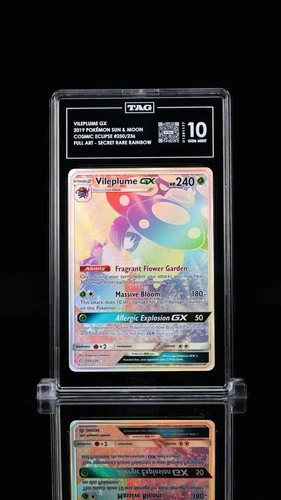 Vileplume GX 250/236 Rainbow Secret Rare SM Cosmic Eclipse Pokemon TAG 10