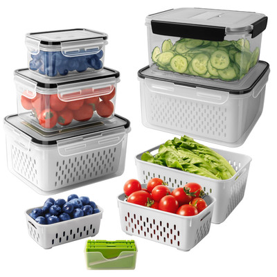 Freshmage 5 Pcs Fruit Storage Containers For Fridge Removable Colander And