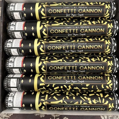 6 Pack Gold Mylar Confetti Cannon Confetti Sky Premium Celebration