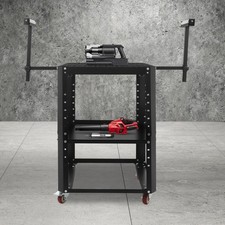 Rolling Planer Stand w/ Extension Rollers, 60x60cm Black Adjustable Tool Stand