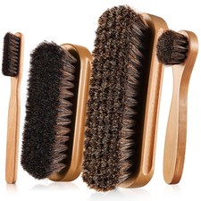 4 Pcs Horsehair Shine Shoes Brush Kit Polish Dauber Applicators Cleaning Leat...